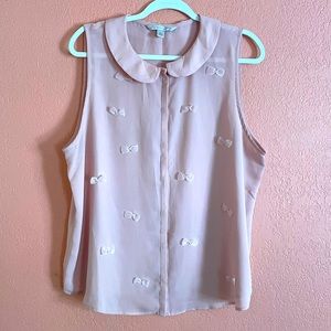 Lauren Conrad Bow Pink Blouse size XL